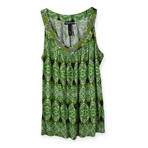 INC International Concepts Blouse 1X Womens Printed Scoop Neck Rayon Sleeveless
